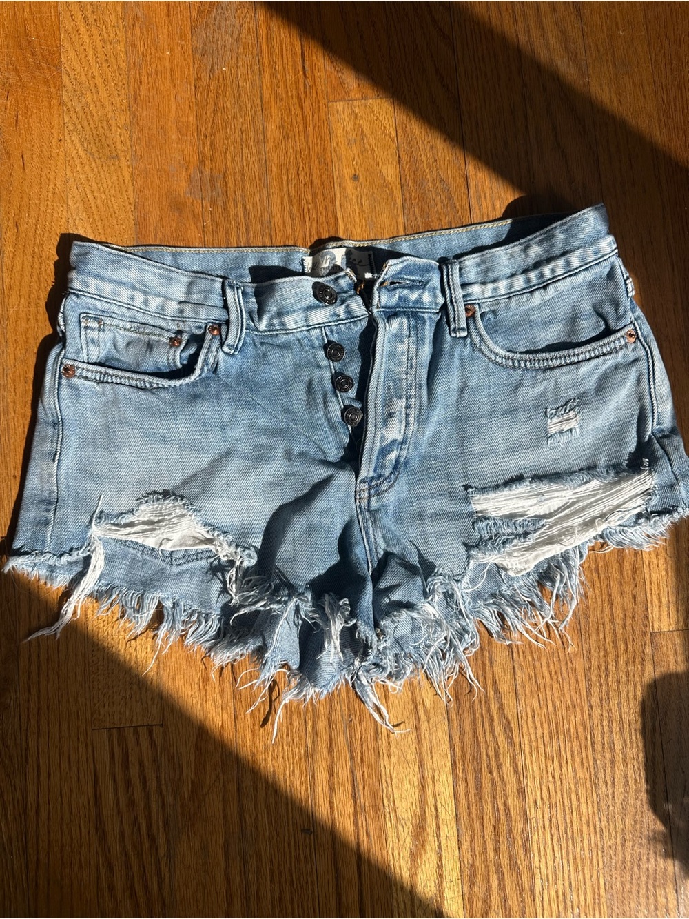 Free people Light Blue Distressed Denim Cutoff Shorts size 26